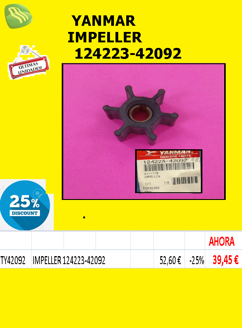 YANMAR -IMPELLER 124223-42092